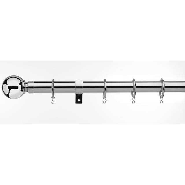 Devontee 2.8cm Bay Window Single Curtain Rod - Chrome (2.8cm H x 500cm W x 2.8cm D)