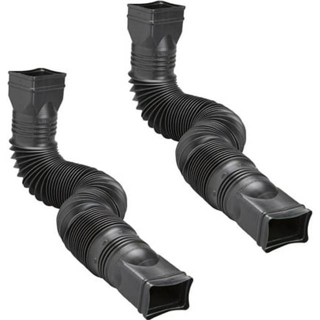 WholesalePlumbing Supply 2-Pack Black Flexible Downspout Extension Gutter Connector Rainwater Drainage FD-85015-2PK