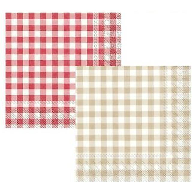 Taverna Red Check Paper 33 Cm Square 3 Ply Napkins 20 Pack
