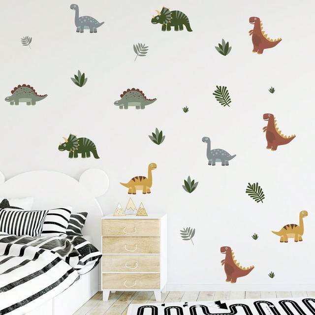 BRUP Cartoon Cute Animal Wall Sticker Kids Room Dinosaur Wallpaper Decoration For Bedroom Boy Sweet Girls Home Decor Living Room DIY Gifts Birthday Graduat