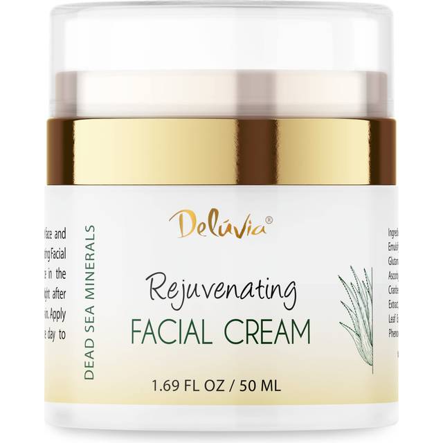 Deluvia Face Moisturizer Cream with Organic Aloe Vera  Organic Coconut Oil  Vitamin C  Vitamin E and Rosehip Oil. Daily Facial Lotion for Dry Skin  Se