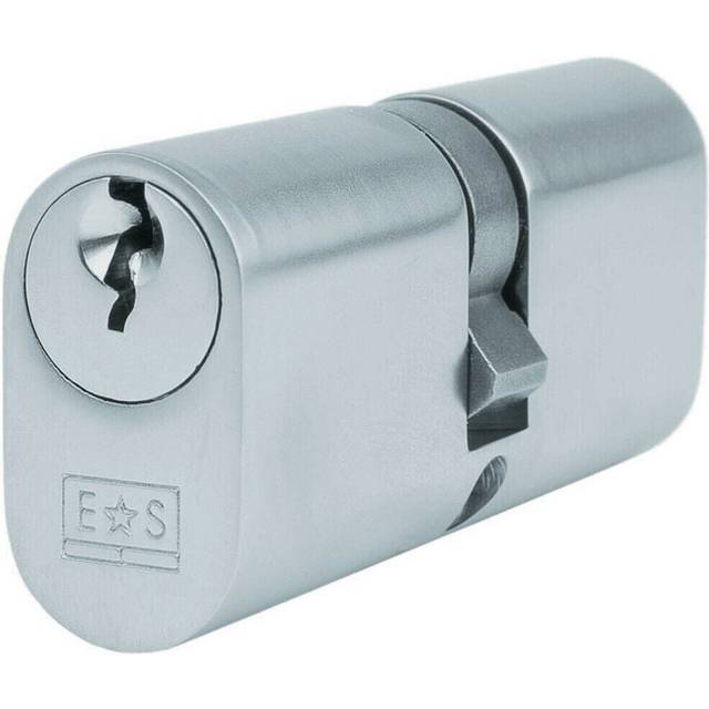 70mm OVAL Double Cylinder Lock Keyed to Differ 5 Pin Satin Chrome Door