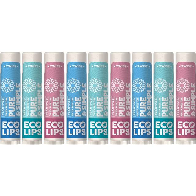 Eco Lips  Pure  Simple Raspberry  Coconut and Vanilla Organic Lip Balm 9Pack 015 oz  100 Natural 100 PlasticFree Pla