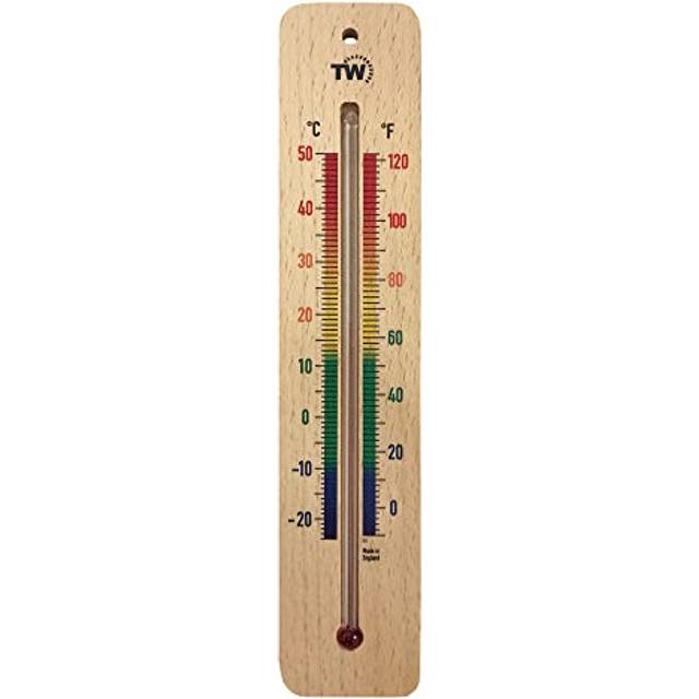 215mm Wooden Room Thermometer Indoor - Traditional Room Temperature Thermometer Ideal For Home, Office, Nursery, Greenhouse, Shed or Garage Wood Wall