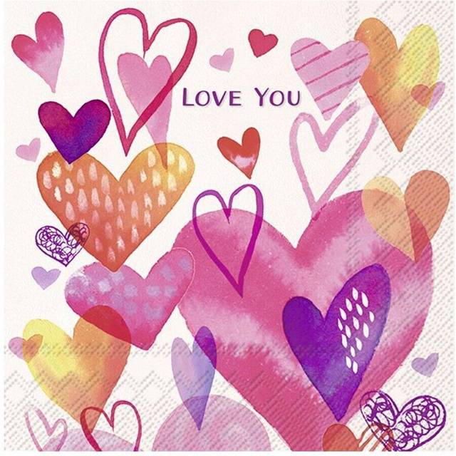 Almost love cream hearts wedding paper lunch napkins 20 in pack 33 cm sq