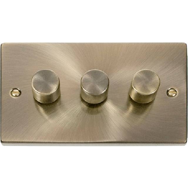 Click Deco 3 Gang 2 Way 100W LED Dimmer Switch Antique Brass