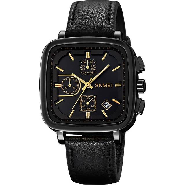 VEANXIN Square Men&#39;s Watch Chronograph Business Quartz Watches for Men Date Analog Waterproof Leather Strap Casual Male Wristwatch