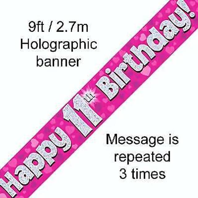 Age 11 Birthday Banner Female