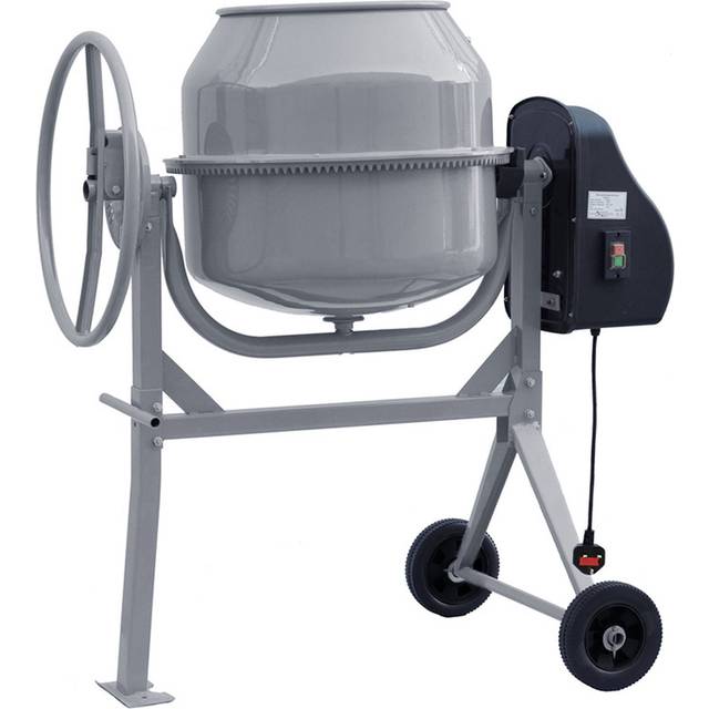 Grey Portable Electric Concrete Mixer with Wheels - 120L / 111cm