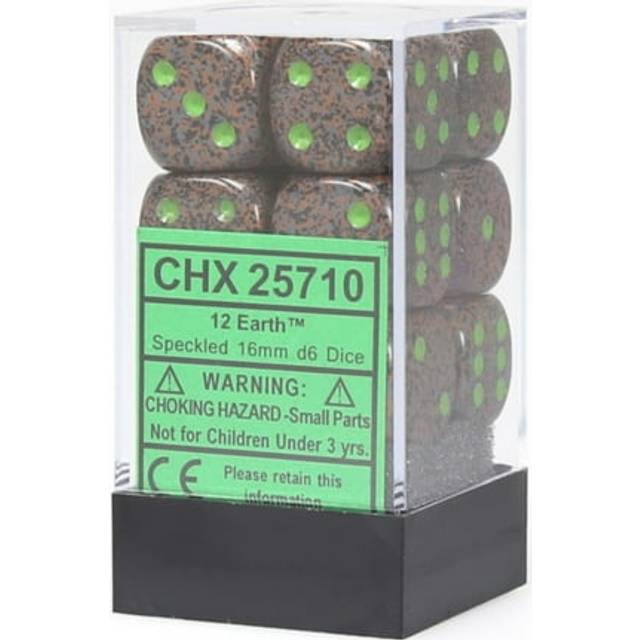 Chessex Manufacturing 25710 Earth Speckled - 6 Sided 16 mm Dice Set Of 12