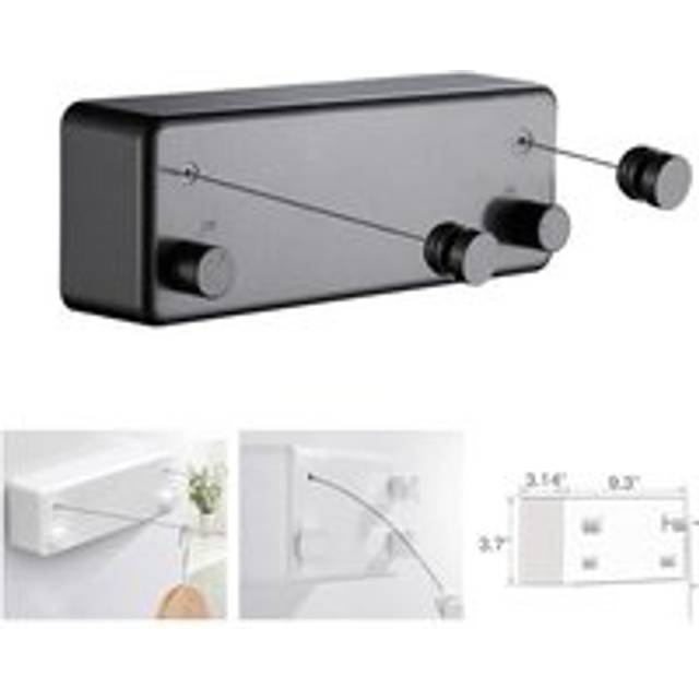Coocheer - T-Retractable Clothesline for Indoor and Outdoor Use, 2 13.8Feet Stainless Steel Clothes Lines, No Need to Drill Holes Wall Mount - Black t
