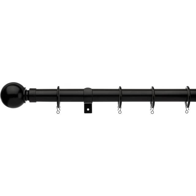 Devontee 2.8cm Bay Window Single Curtain Rod - Black (2.8cm H x 500cm W x 2.8cm D)