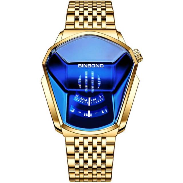 VEANXIN Simple Cool Student Men's Casual Waterproof Stainless Steel Quartz Wristwatch Geometric Shape Case Creative Men's Digital Watch