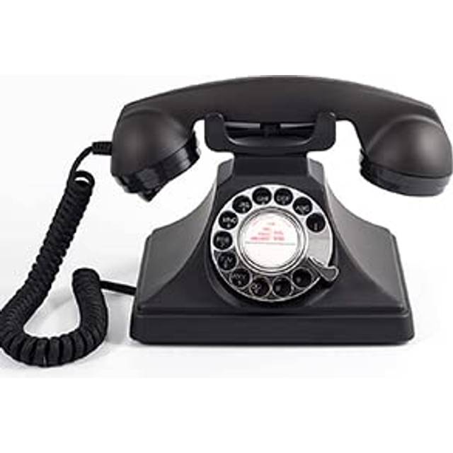 GPO 200 Classic Vintage Phone  Rotary Dial  Cloth Cord  Traditional Bell Ring Tone  Black