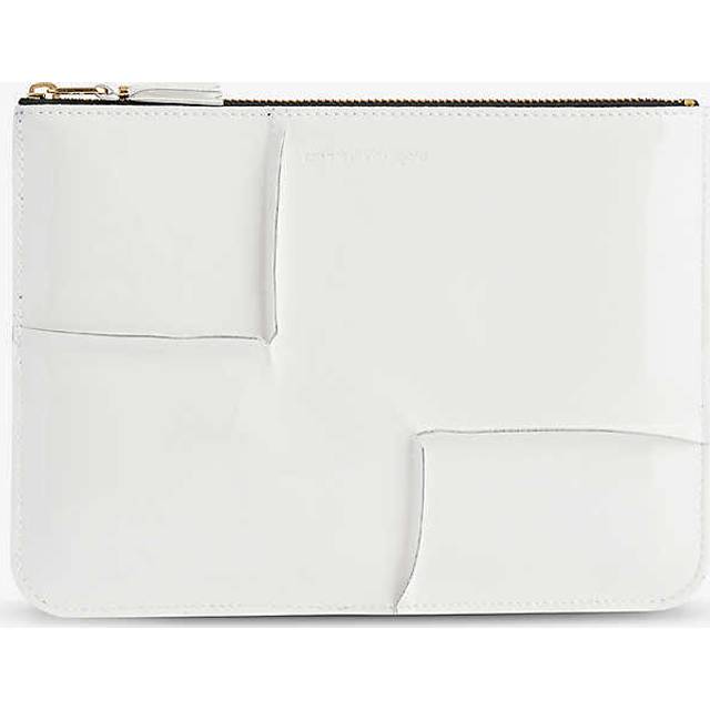 Comme Des Garcons Womens White Seam-effect Patent-leather Zip-top Wallet - WHITE