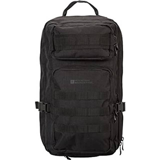 Mountain Warehouse Legion 35L Backpack - Rain Cover Hiking Rucksack, Whistle Camping Daypack Black