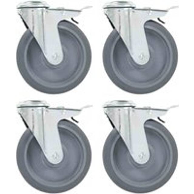 vidaXL Bolt Hole Swivel Casters with Double Brakes 4 pcs 125 mm