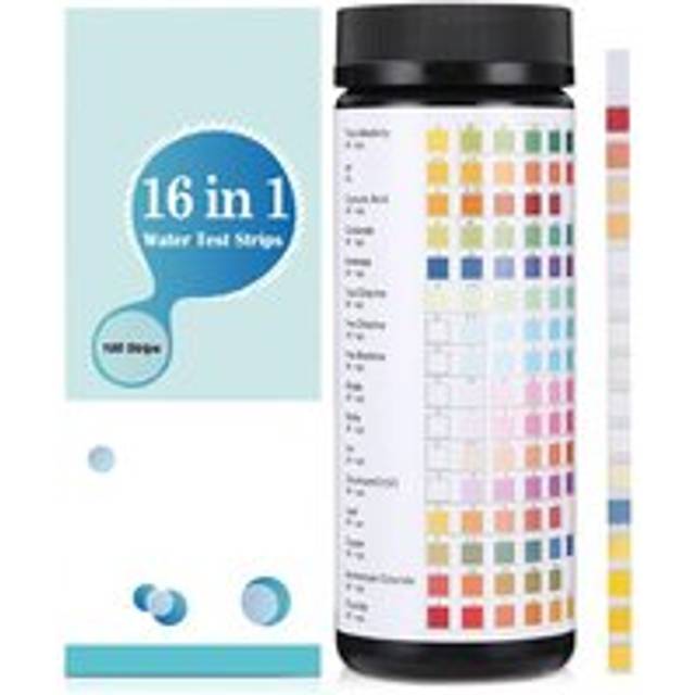 Coocheer - 16 in 1 Pool and Spa Test Strip, 100 Pool ph Tester, Swimming Pool Test Strip, Swimming Pool Tester for Testing Hardness, Total
