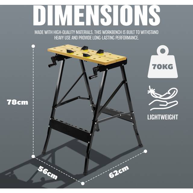 Wooden foldable workbench portable bench work clamping folding worktop table