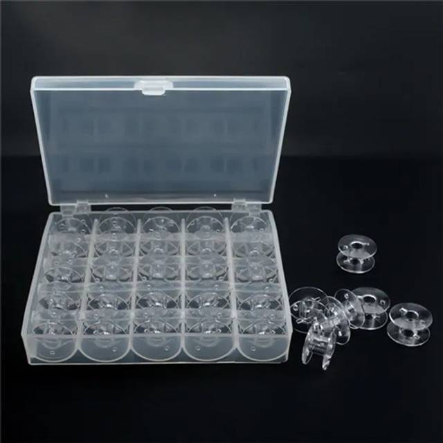 25Pcs Transparent Sewing Machine Bobbins Spools Empty Bobbins Spools