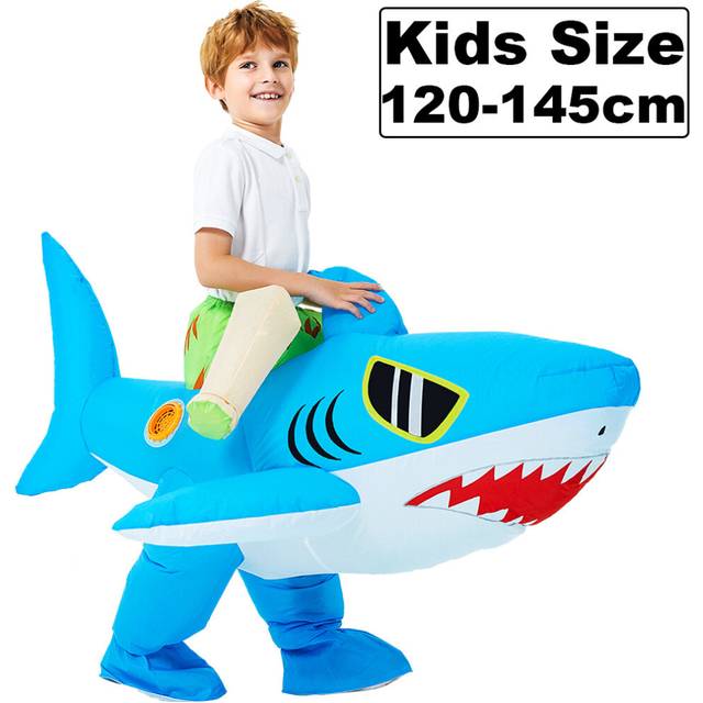 (Kids size 120-145cm, As shown) Adult Kids Dinosaur Inflatable Costume Clown Dress Suit Anime Halloween Christmas Purim Party Cosplay Costumes