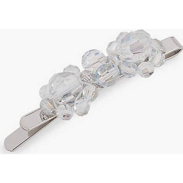 Simone Rocha Womens Duck Egg Mini Flower Crystal and Brass Hair Clip - DUCK EGG
