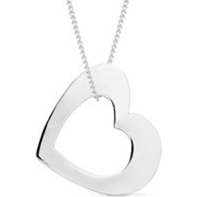 John Greed Signature Silver Flat Floating Open Heart Necklace For Women - silver