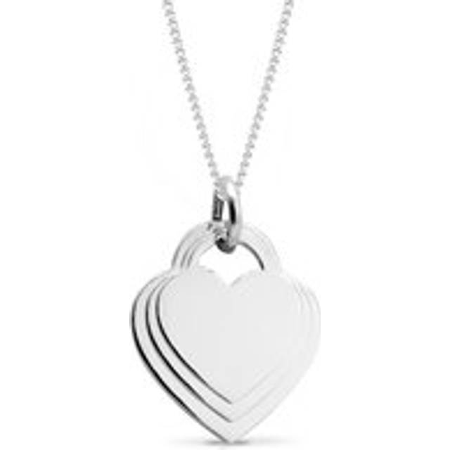 John Greed Signature Silver Triple Heart Tag Necklace For Women - silver