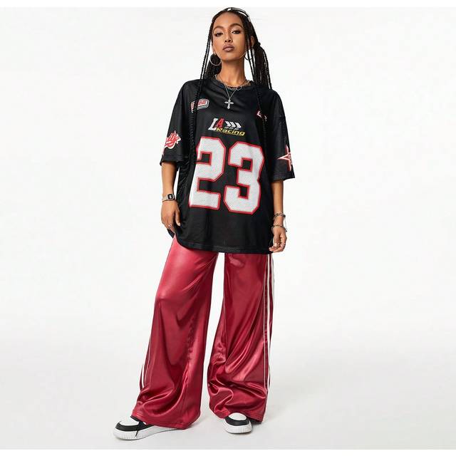 Coolane Women&#39;s Streetwear Sports Blockcore Number Printed Mesh Jersey T-Shirt,Couple Same Style