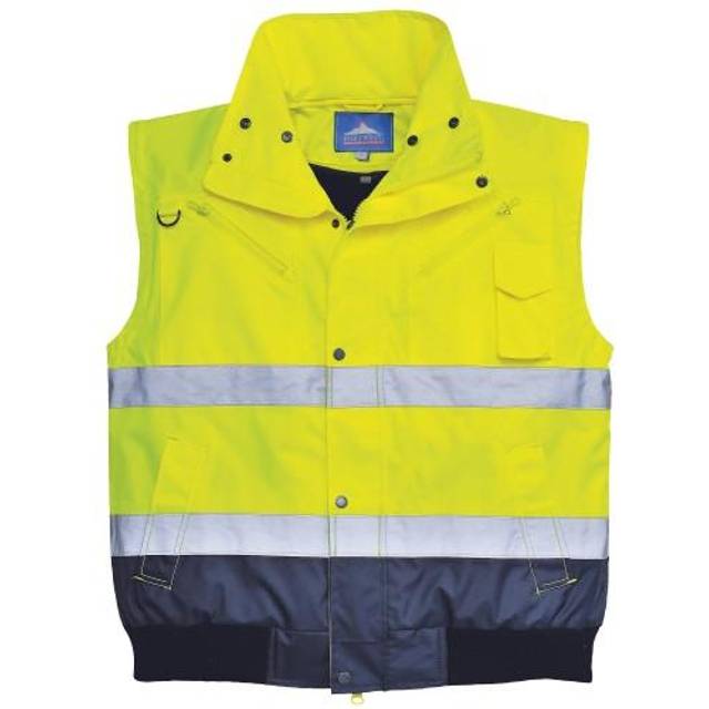 (L, Yellow/Navy) Portwest Mens 3 In 1 Hi-Vis Bomber Jacket (C465) / Workwear