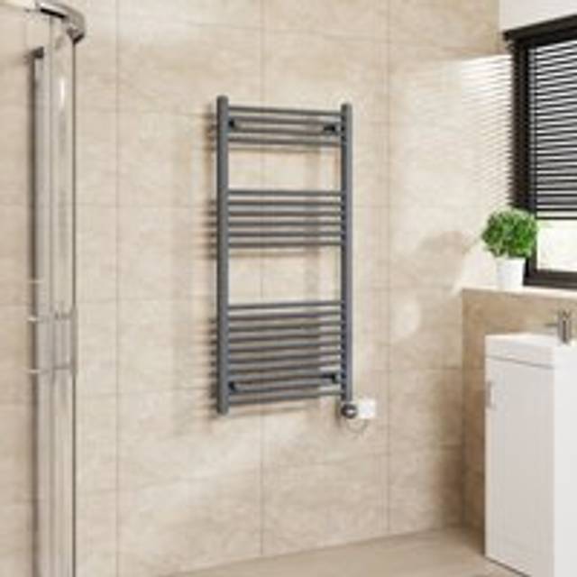 Warmehaus - Touch Screen Thermostatic Straight Towel Rail Grey 1200x600mm