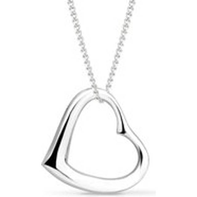 John Greed Signature Silver Floating Waved Heart Necklace For Women - silver