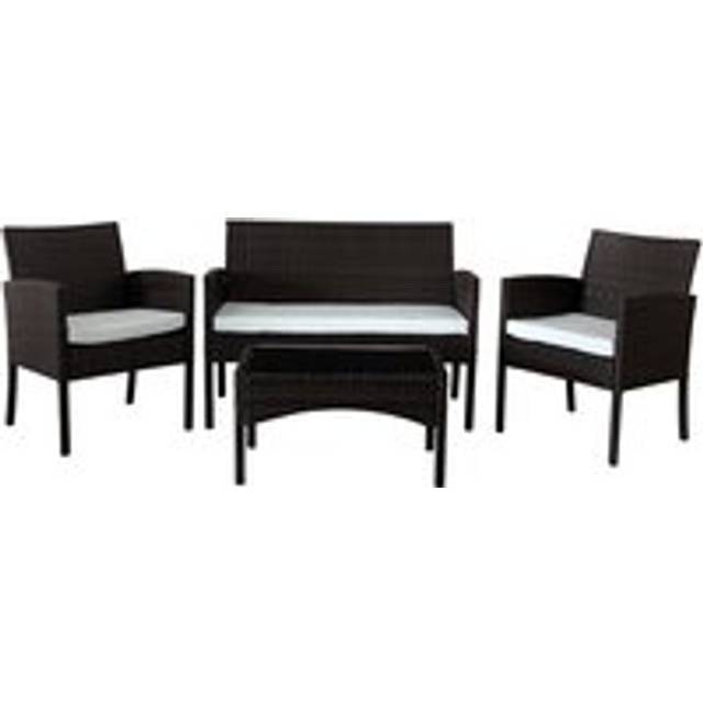 4 Piece Rattan Garden Furniture Set In Black