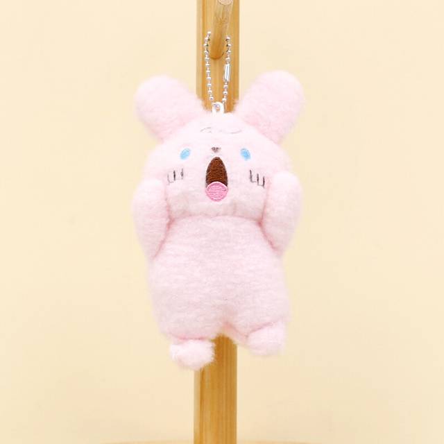 (Surprise Rabbit) Cute Stuffed Cat Keychain Adorable Kitty Plush Toy Shorthaired Animal For Gifts