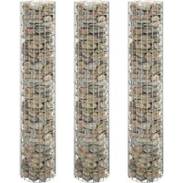 Circular Gabion Raised Beds 3 pcs Galvanised Steel Ã˜30x150 cm - Silver - One Size