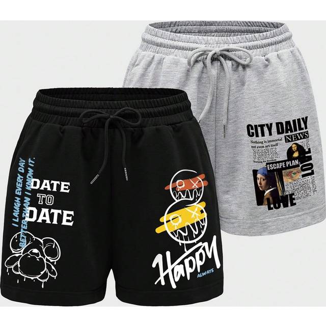 INAWLY Ladies&#39; Fashionable Printed Drawstring Shorts