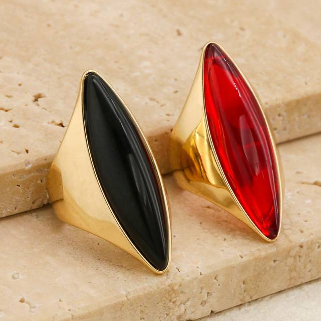 SHEIN 1 Piece Bague En Acier Inoxydable Fashion Stainless Steel Olive Pointed Ring Geometric Women Men Jewelry Engagement Rings Gift