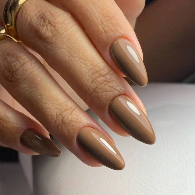 SHEIN 30pcs Almond-Shaped Retro Light Brown Color False Nail Set, Simple And Elegant, Perfect For Women&#39;s Daily Wear To Enhance Your Style Press On Nails
