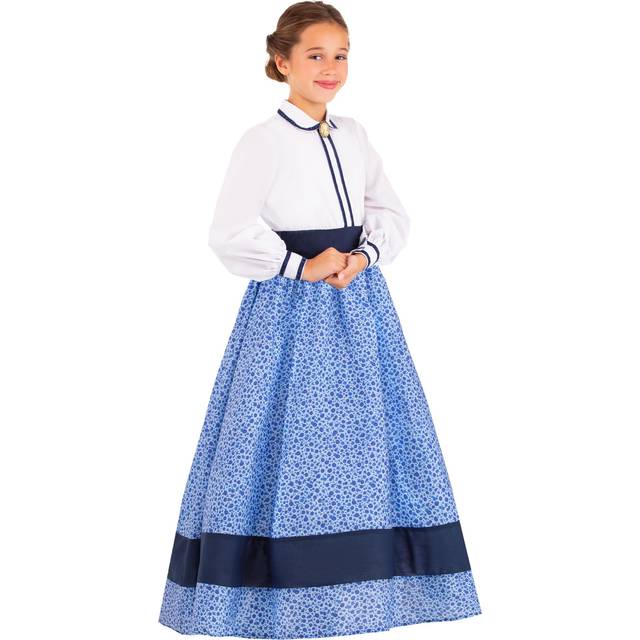 Girl's Prairie Costume Dress | Historical Costumes - Blue&#47;White (S)