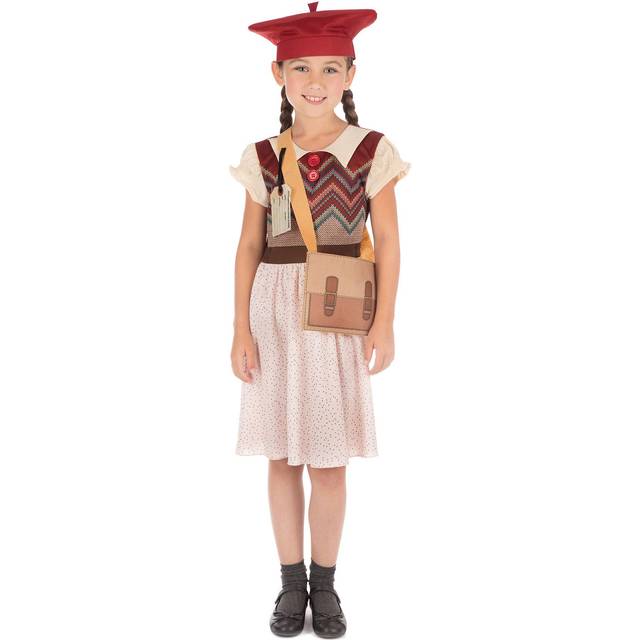 (M, Multicoloured) Bristol Novelty Childrens/Girls Evacuee Schoolgirl Costume