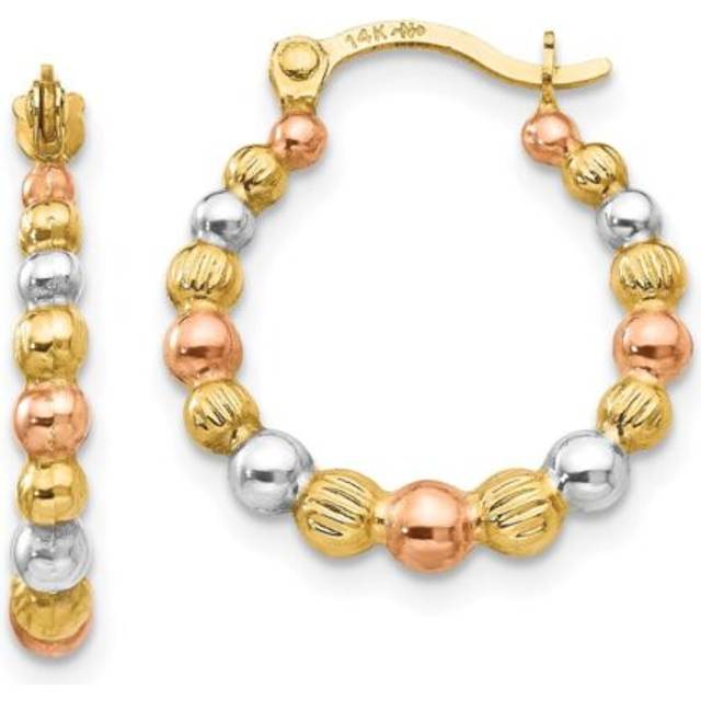 Quality Gold 14K Tri-Color Madi K Beaded Hoop Earrings