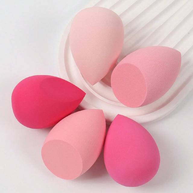SHEIN 5pcs Makeup Sponge Set, Foundation Blending Beauty Sponge For Liquid, Cream And Powder, Multi-Colored Cosmetic Sponge, Latex-Free Dry And Wet Dual-Use