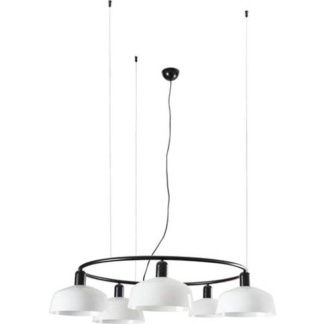 Faro Tatawin Medium 5 Light Cylindrical Pendant Ceiling Light Satin Black, Opal