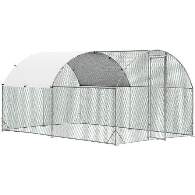 Walk-in Large Metal Chicken Coop with Waterproof and Sun Protective Cover