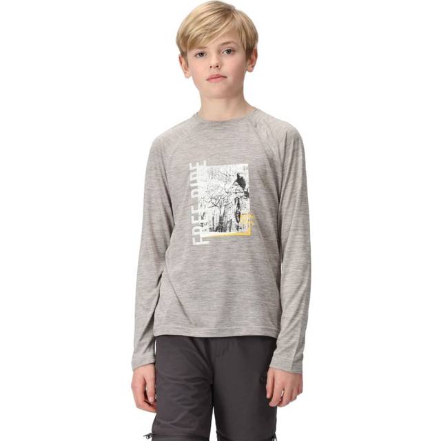 (7-8 Years, Silver Grey) Regatta Childrens/Kids Burnlee Cycling Marl Long-Sleeved T-Shirt