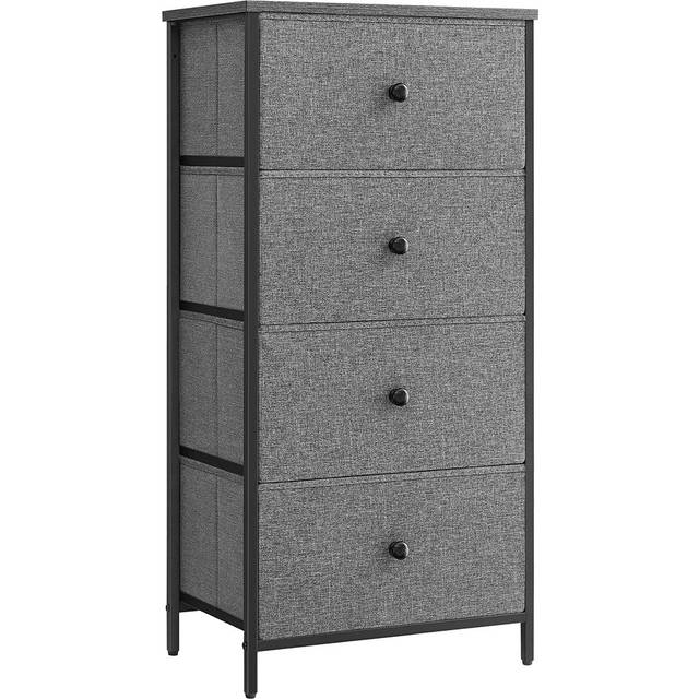 Tall and Slim Chest of 4 Fabric Drawers, Classic Grey + Classic Black / 4 Drawers(30D x 91.7H cm)