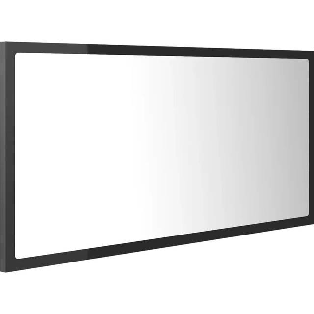Derrickson Lighted Wood Framed Wall Mounted Bathroom / Vanity Mirror - High Gloss Grey (37cm H X 90cm W X 8.5cm D)