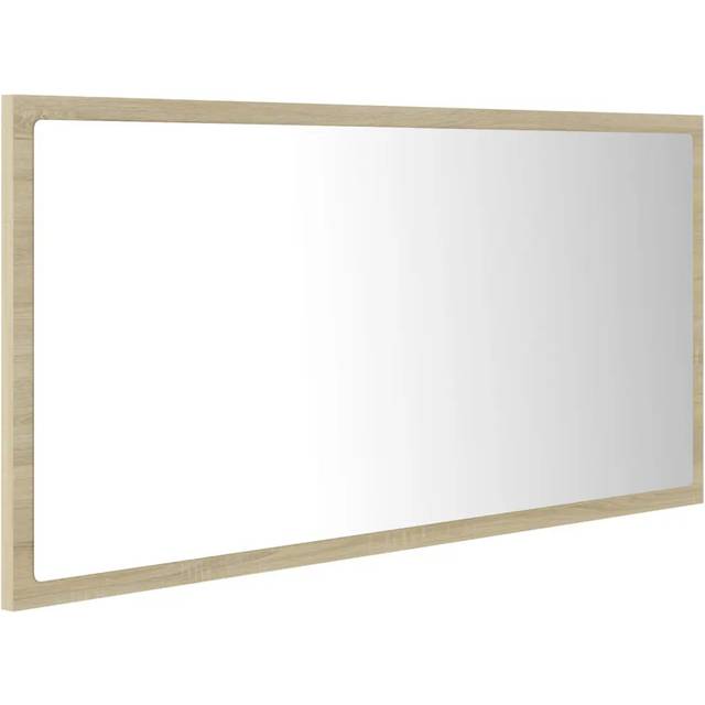 Derrickson Lighted Wood Framed Wall Mounted Bathroom / Vanity Mirror - Sonoma Oak (37cm H X 90cm W X 8.5cm D)
