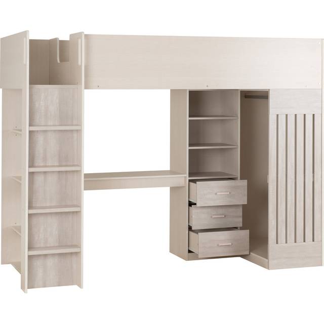 Isabelle & Max Hyman Single (3') 3 Drawer Mate's & Captain's High Sleeper Loft Bed Bed with Built-in-Desk Grey