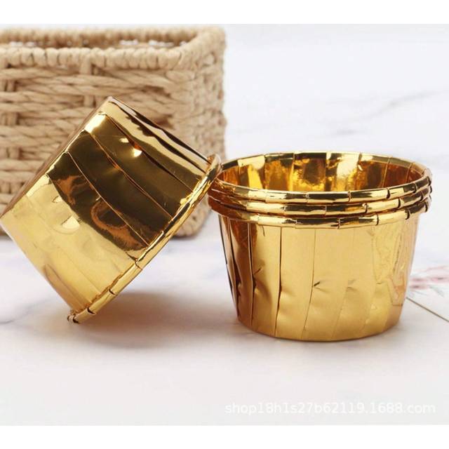 SHEIN 25pcs Gold Color High Temperature Resistant Cake Baking Cups, Suitable For Muffins, Cakes, Bread, Weddings And Parties